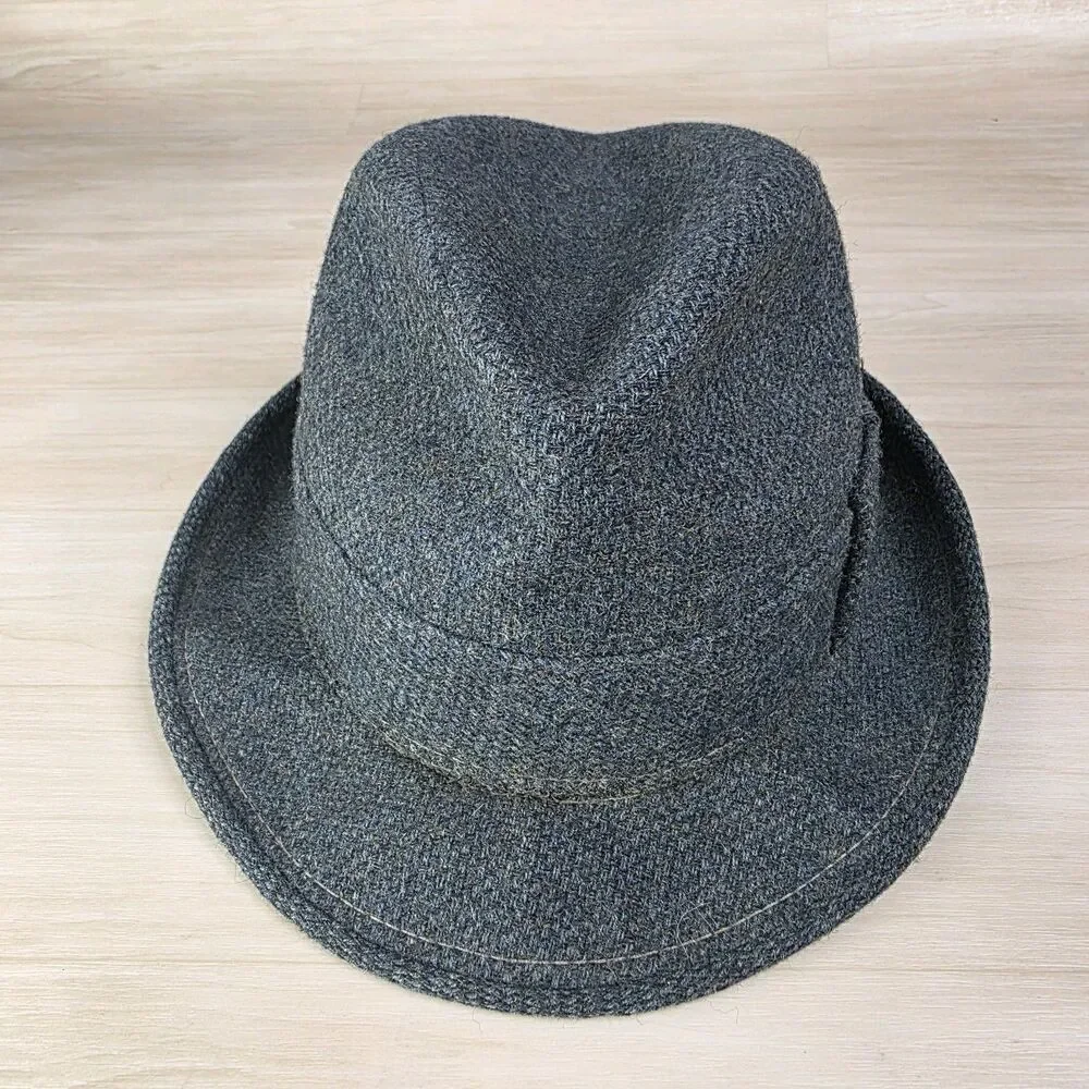 Vintage Tweed Wool Towncraft Fedora‎ Hat Gray Size Small 6 3/4 - 6 7/8
